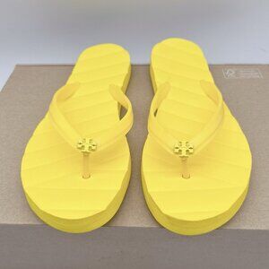 Tory Burch KIRA Flip Flops Firefly Yellow Rubber Sandals Womens US 9
